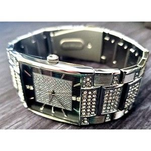 SUPER RARE Lord Elgin Gem Paved Tank Dress Watch 160 Crystals Plank Diamond Dial